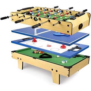 Leomark Multigame Mobile Spieltisch ~ 4 in 1 ~ Tischfußball Billard Hockey