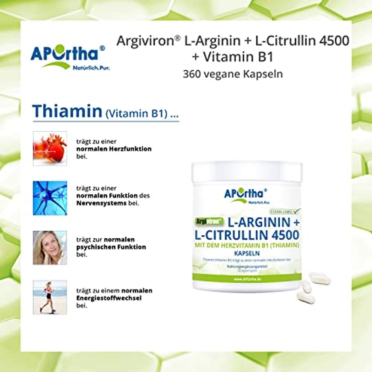 APOrtha Argiviron L-Arginin L-Citrullin 4500 hochdosiert