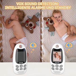 BOIFUN Babyphone mit Kamera Tragbares 2,4 Ghz Nachtsicht-Video-Babyfon Vox-Funktion
