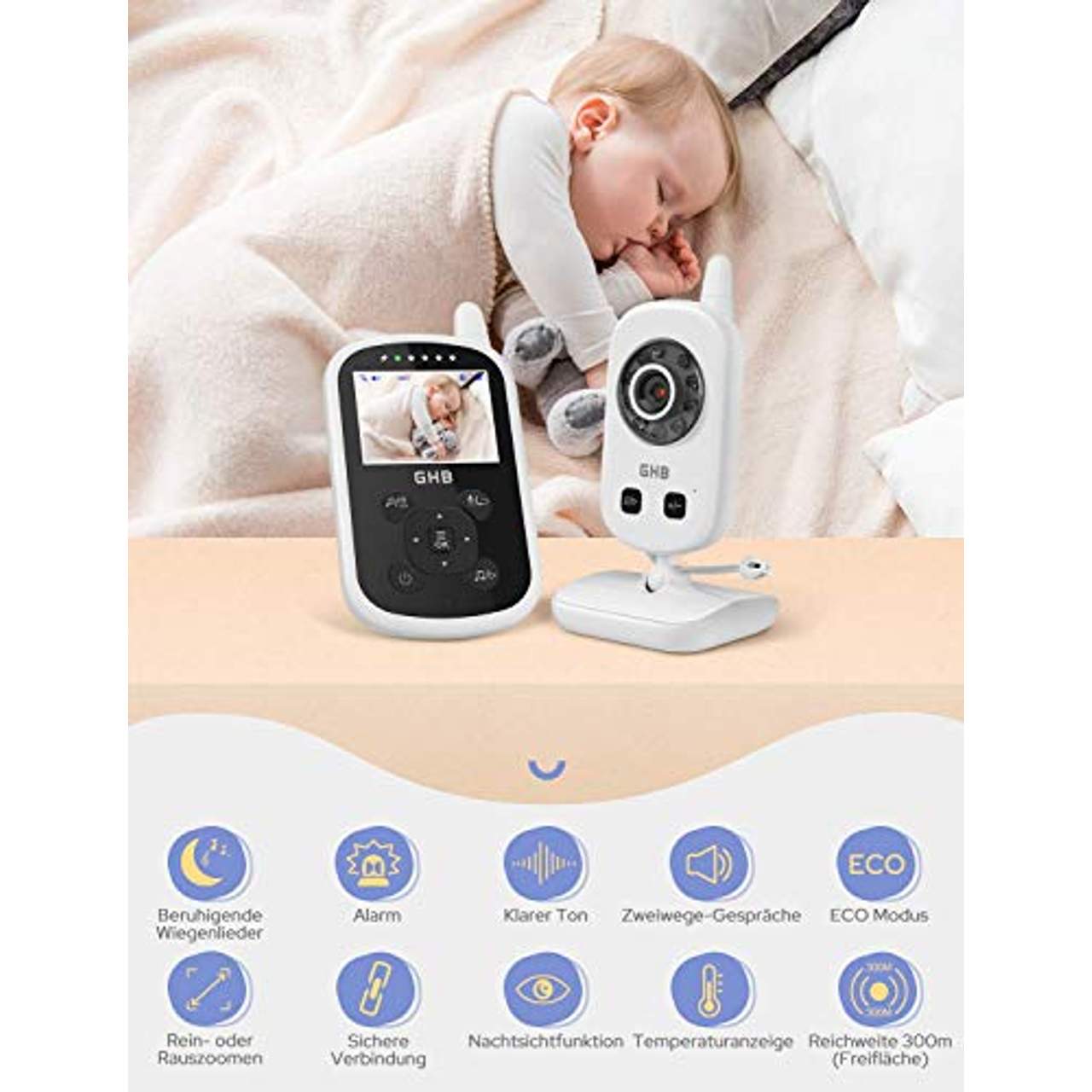 GHB Babyphone mit Kamera Video Baby Monitor  