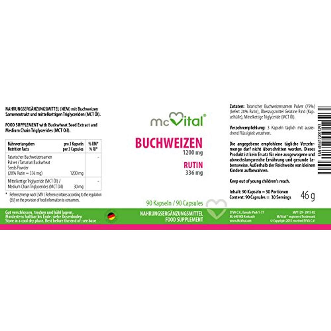 McVital Buchweizen 1200 mg 90 Kapseln