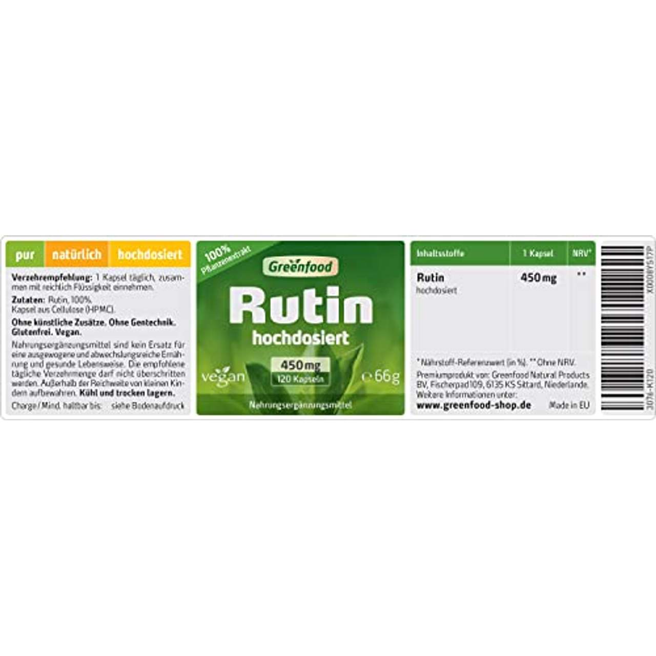 Greenfood Rutin 450 mg hochdosiert