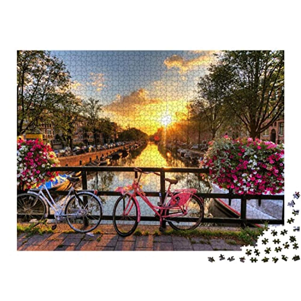 Puzzle 2000 Teile Schöner Sonnenaufgang über Amsterdam
