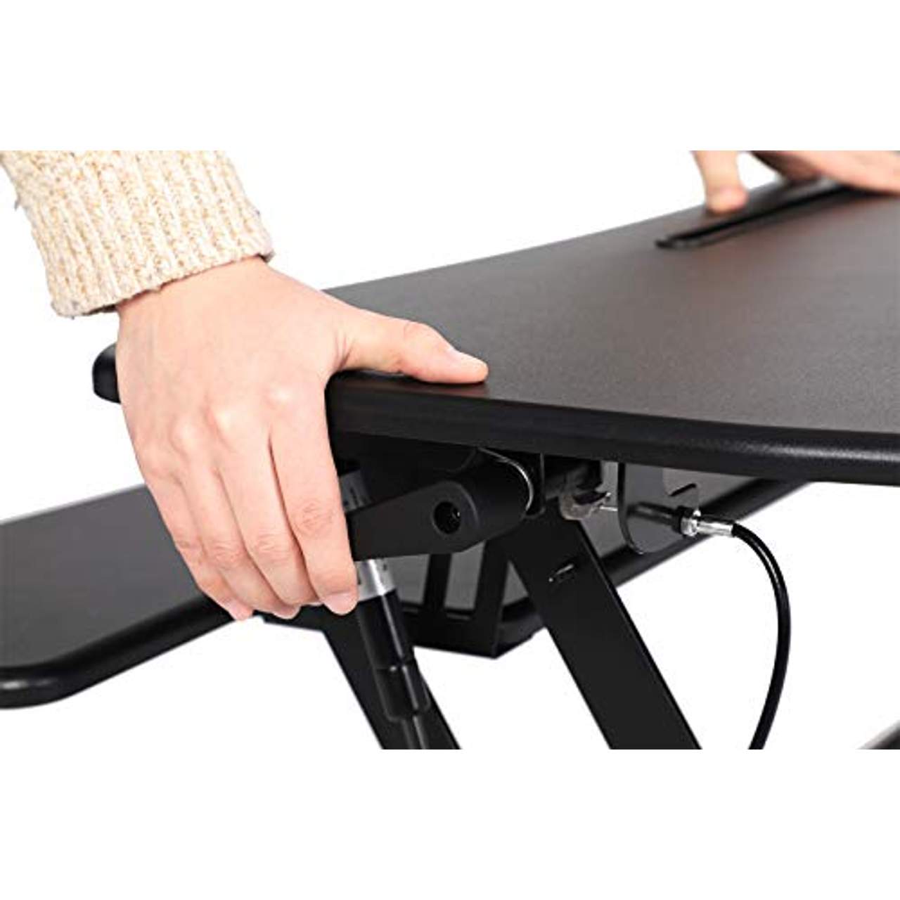 SONGMICS Sitz-Steh-Schreibtisch höhenverstellbarer Aufsatz Steharbeitsplatz Monitorständer