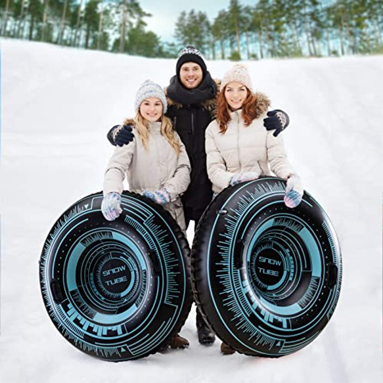 HODUP 48 Zoll Aufblasbarer Schlitten Snow Tube Heavy Duty Frost-Resistant