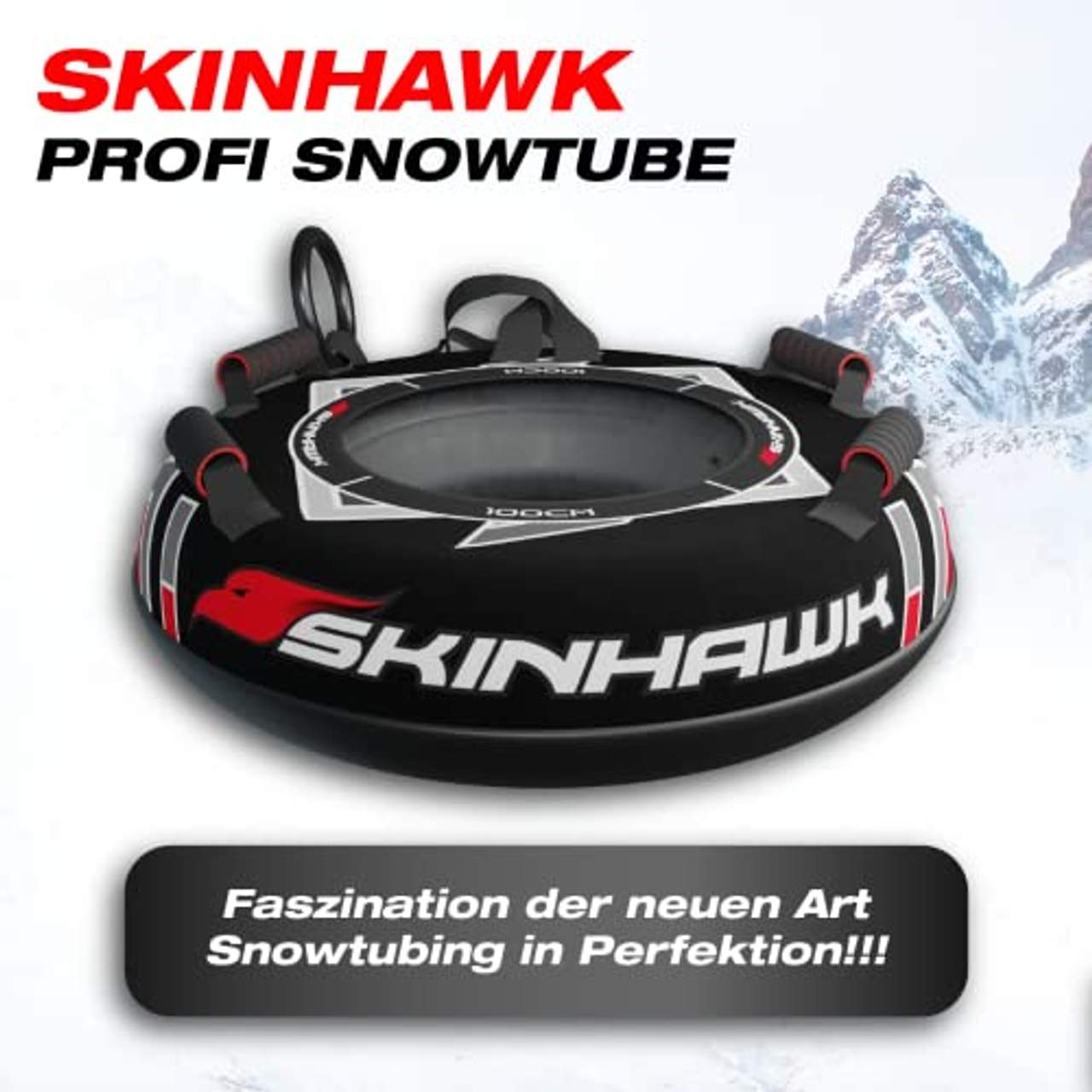 Skinhawk Profi Snowtube Ø100cm schwarz Schlitten Bob Rodel Reifen