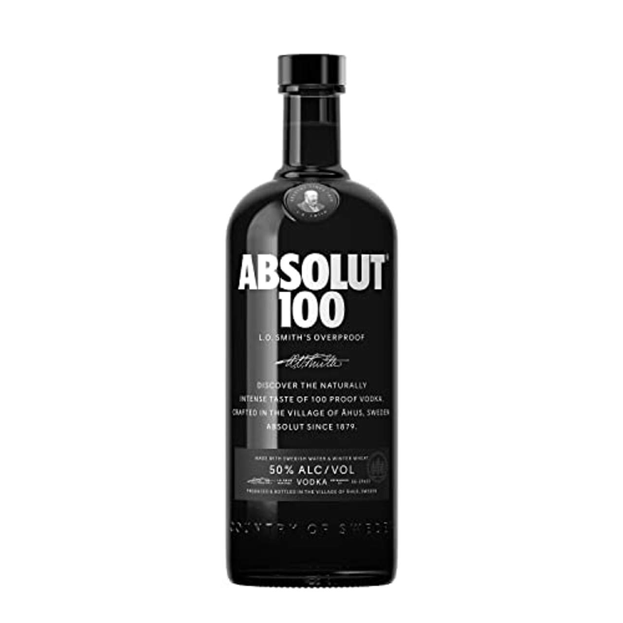 Absolut 100 50% Vol Edel Wodka in eleganter schwarzer Flasche