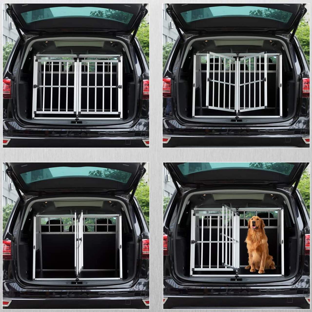 Cadoca Hundetransportbox XXL robust verschließbar aus Aluminium Autotransportbox