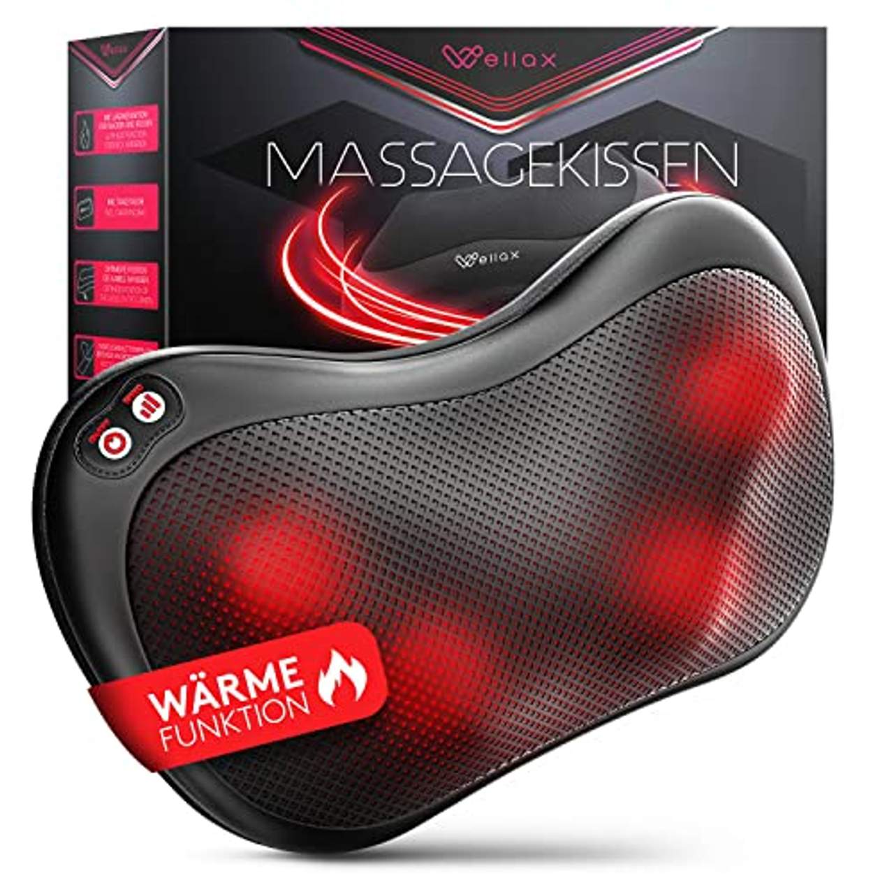 Wellax Massagekissen mit Wärmefunktion & 360° Drehung
