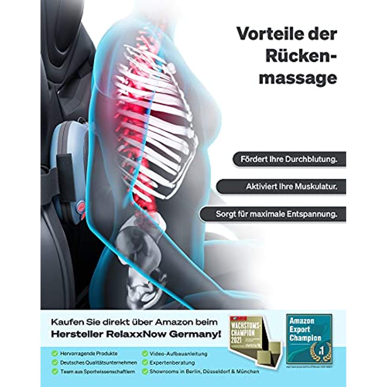 Relaxxnow Massagekissen Massagegerät mit Wärmefunktion und rotierenden Massageköpfen für Hände