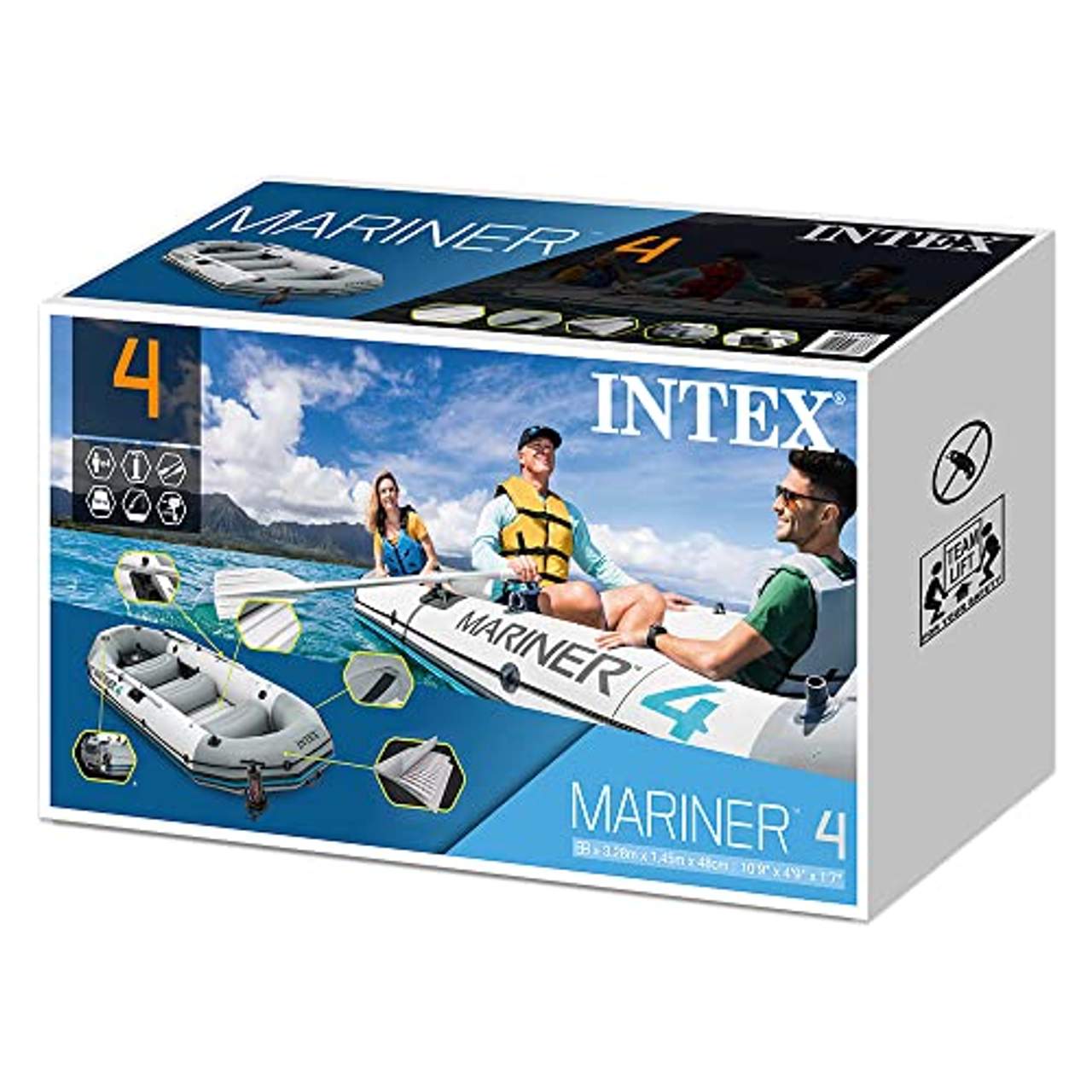 Intex Unisex Erwachsene Schlauchboot Boot Mariner 4 Set Phthalates Free