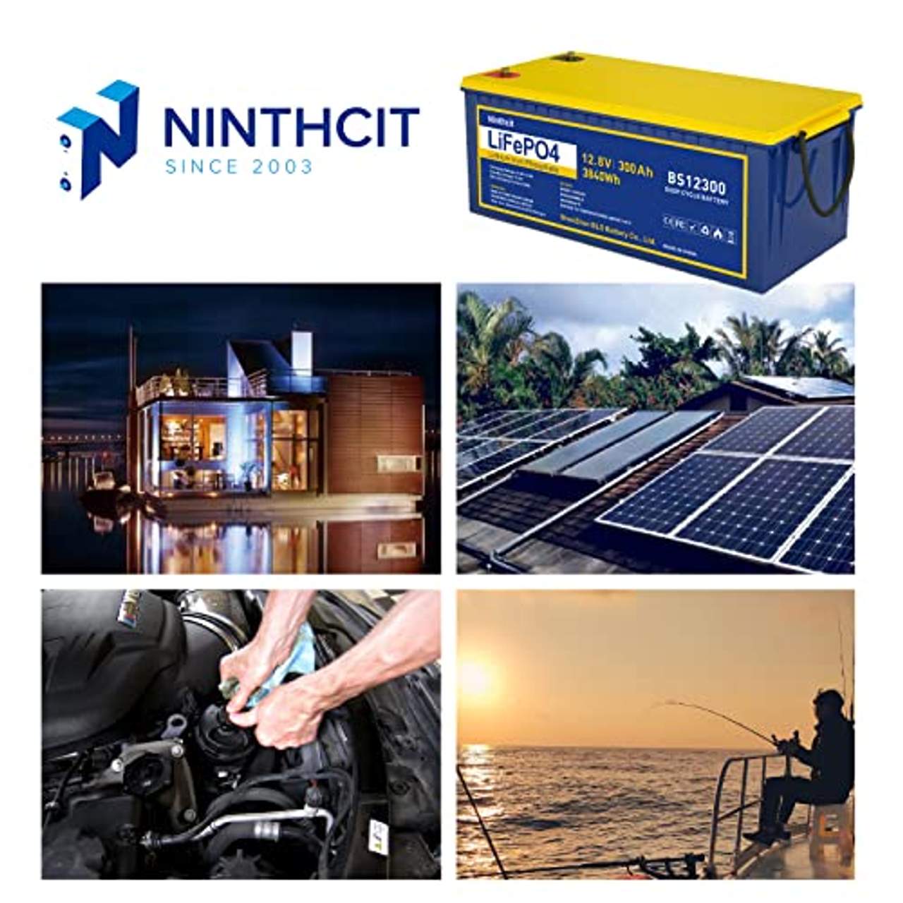 ninthcit Lithium Deep Cycle Battery 12V 300AH Wiederaufladbare Lithium