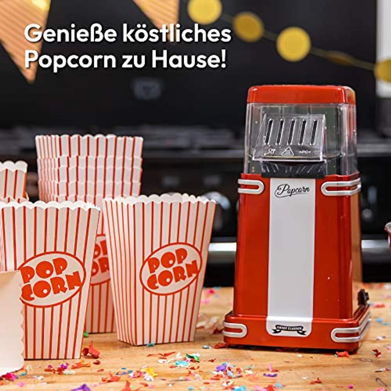 Gadgy Popcornmaschine Heissluft Retro Popcorn Maker