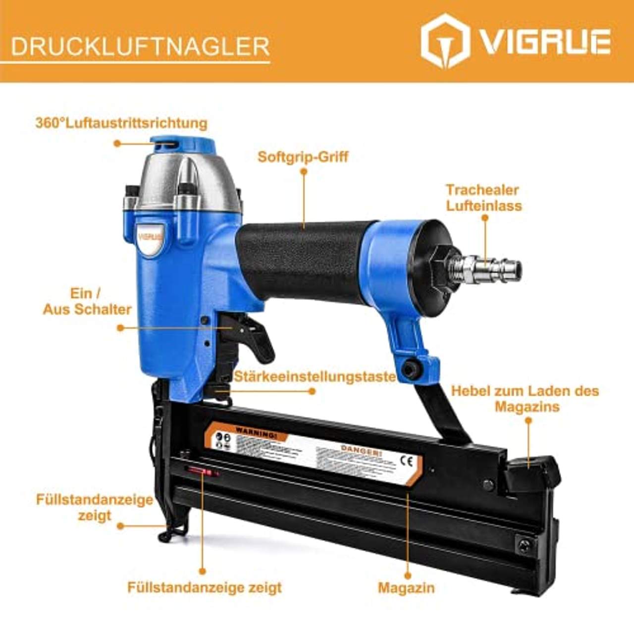 VIGRUE Druckluftnagler F50/9040 2 in1 Klammer und Nagelpistole