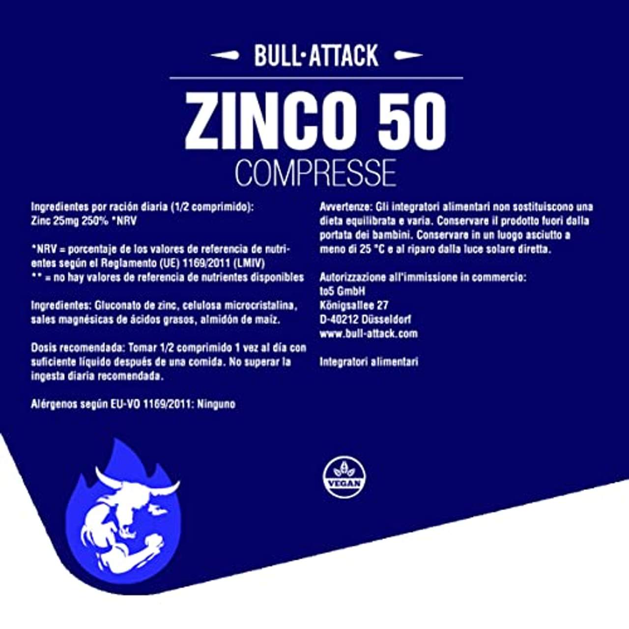 Zink 50mg Depot Tabletten von Bull Attack