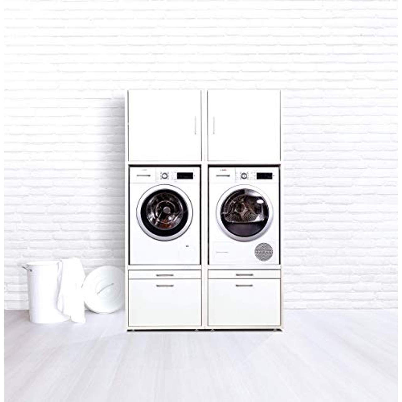 Waschturm 2X Waschmaschinenschrank & Schrankaufsatz