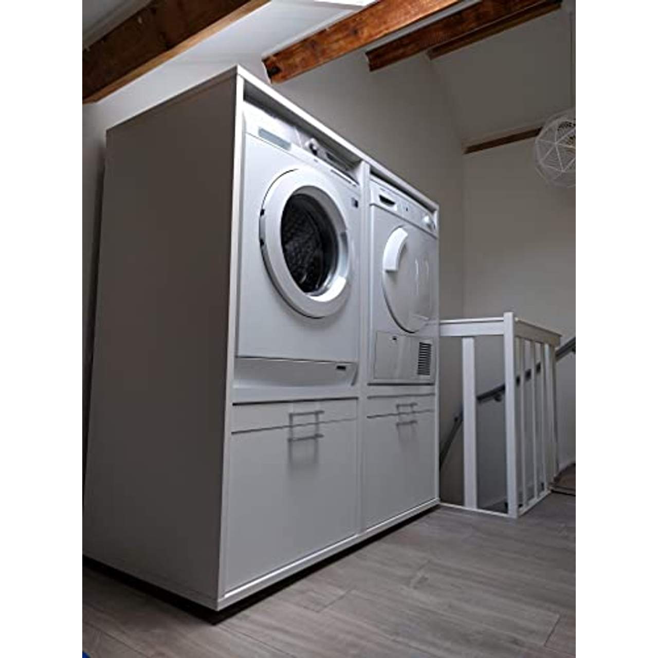 Waschturm 2X Waschmaschinenschrank mit Ausziehbrett & Schublade
