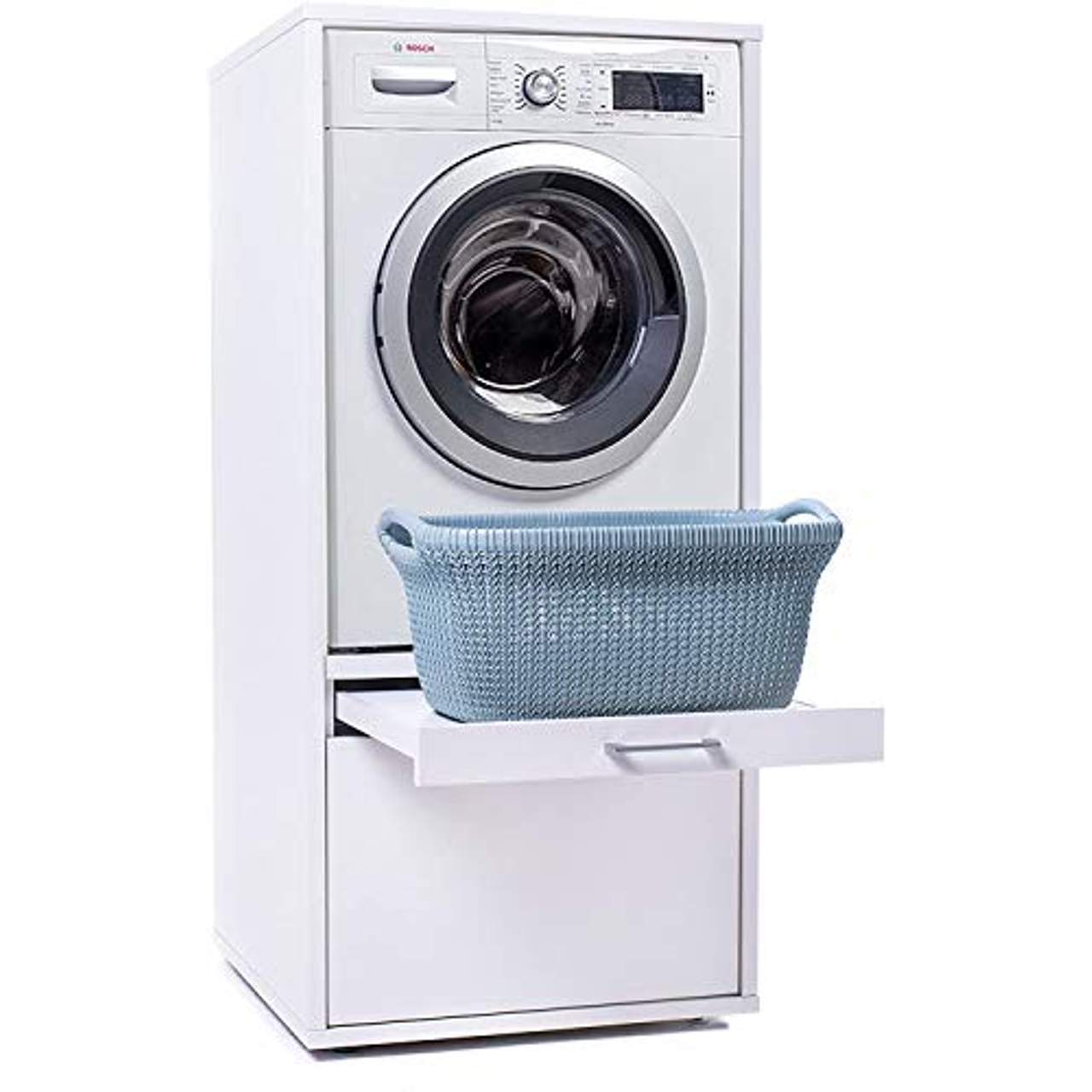 Waschturm Waschmaschinenschrank mit Ausziehbrett & Schublade