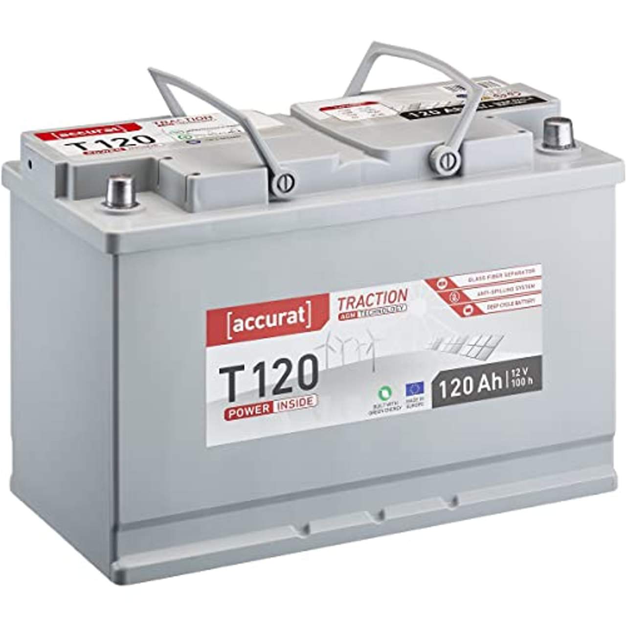 Accurat AGM Batterie 12V 120Ah Versorgungsbatterie Zyklenfest in 6 Varianten
