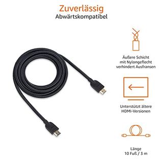AmazonBasics Geflochtenes HDMI-Kabel 3 m