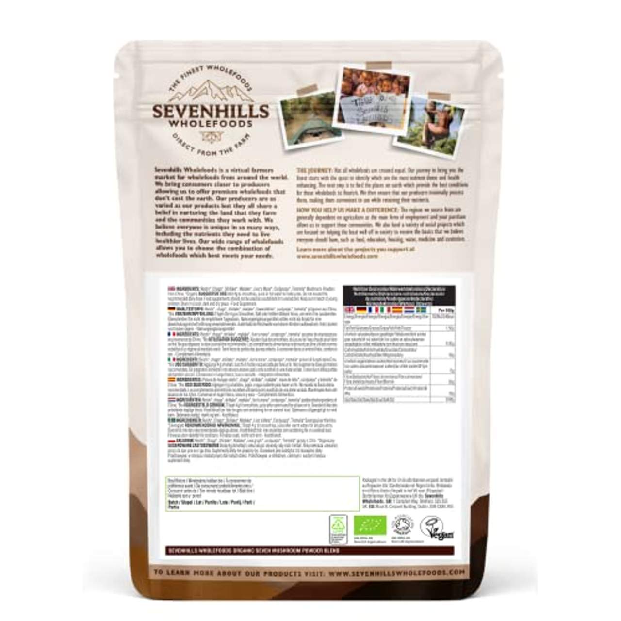 Sevenhills Wholefoods Bio 7 Pilz Pulver Mischung 500g