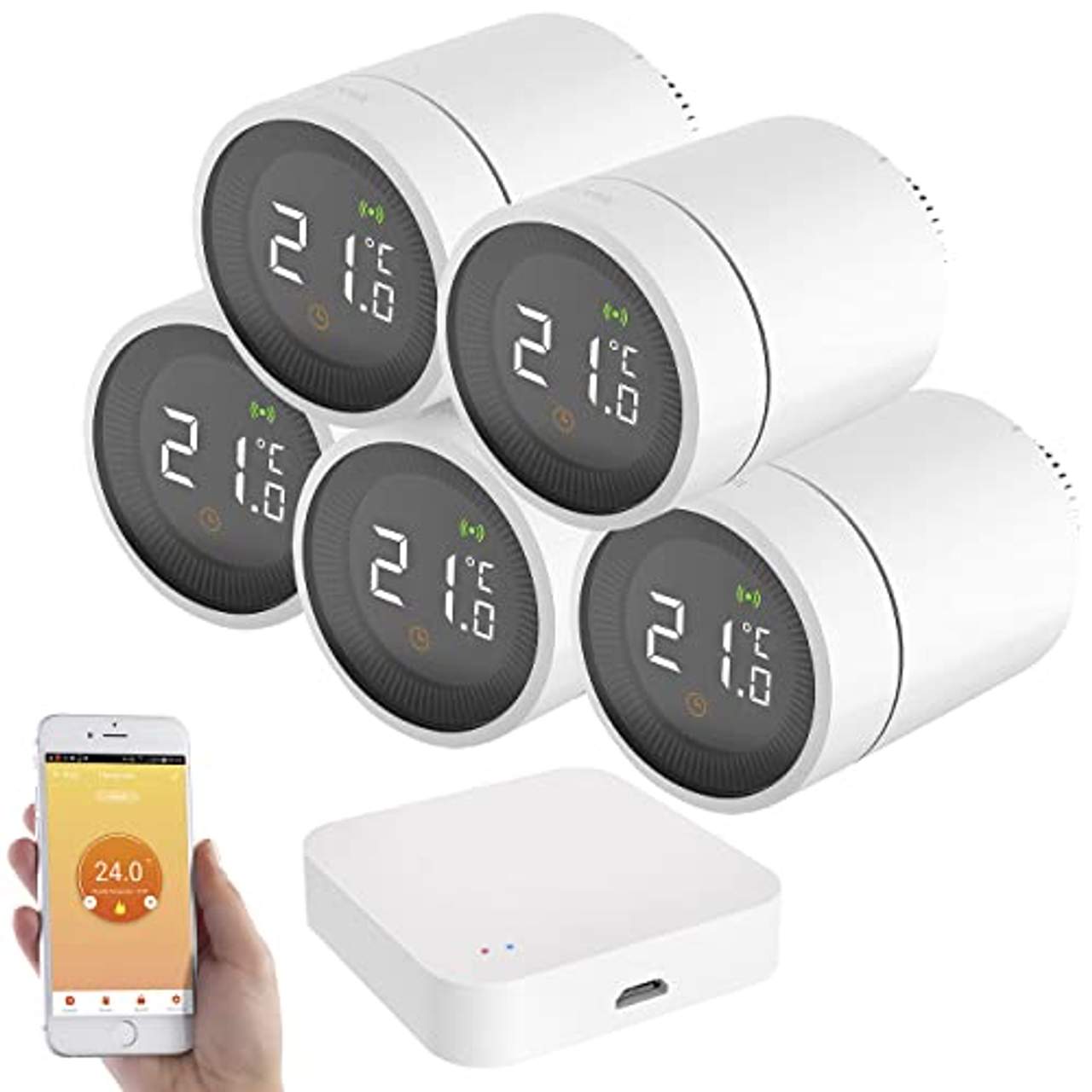 revolt Smart Thermostat ZigBee: 5er-Set Heizkörperthermostate