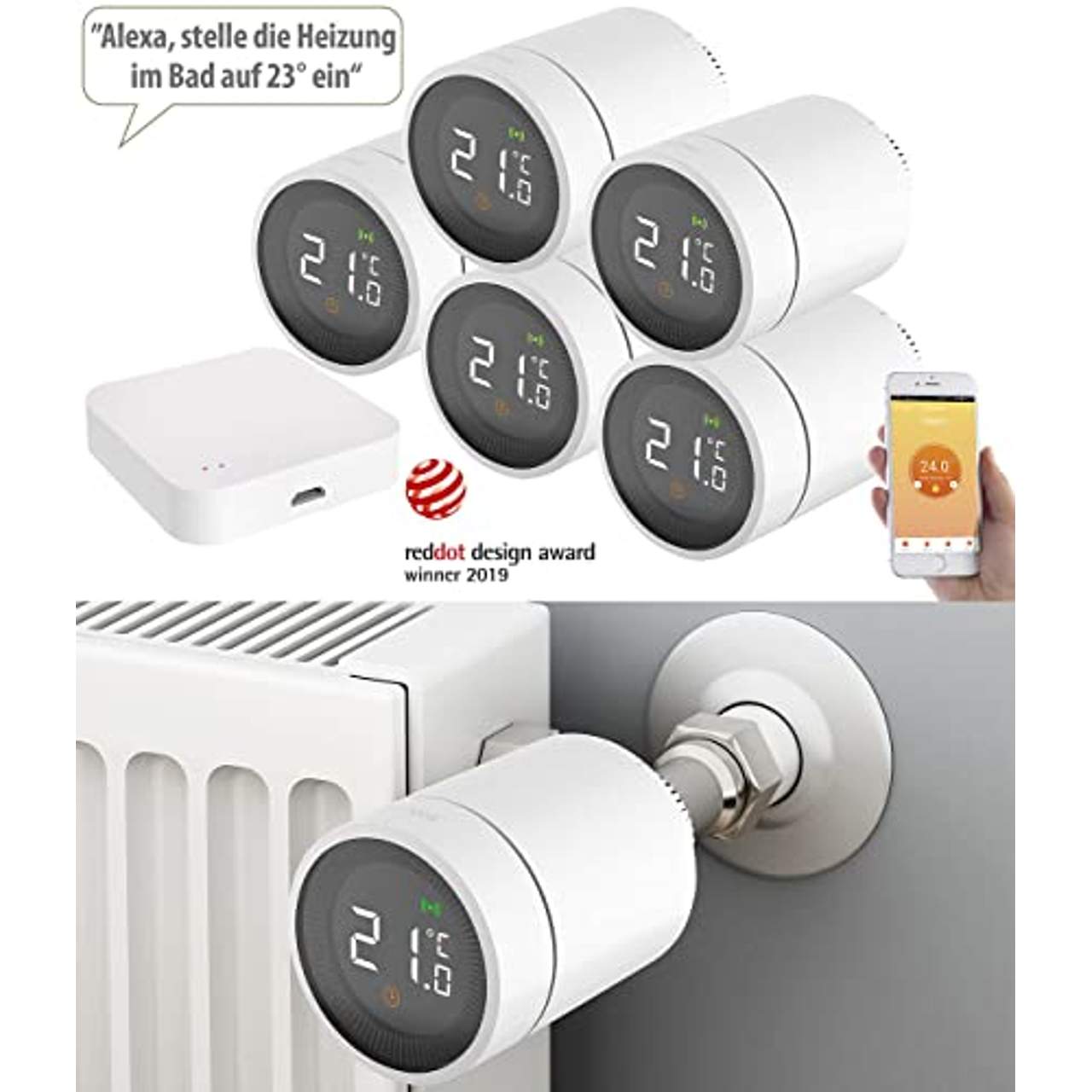 revolt Smart Thermostat ZigBee: 5er-Set Heizkörperthermostate