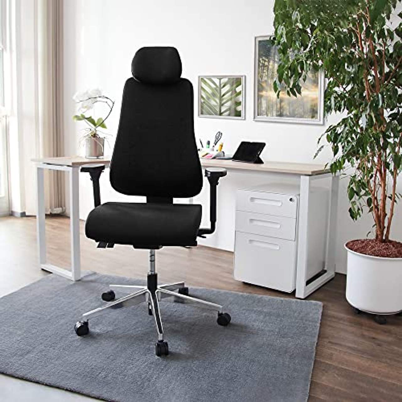 hjh OFFICE 608400 Profi Bürostuhl PRO-TEC 400 Stoff Schwarz Drehstuhl ergonomisch