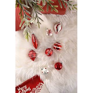 Valery Madelyn 24tlg.7-11cm Klassische Rot Weiß Glas Weihnachtskugeln