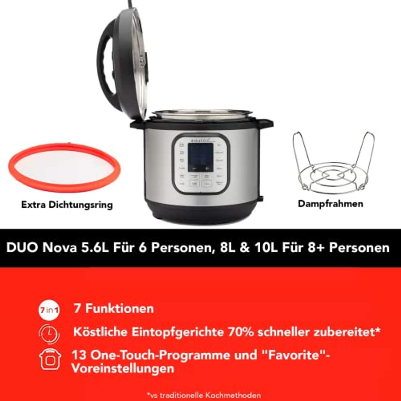Instant Pot Duo Nova Elektrischer Mehrzweck-Schnellkochtopf