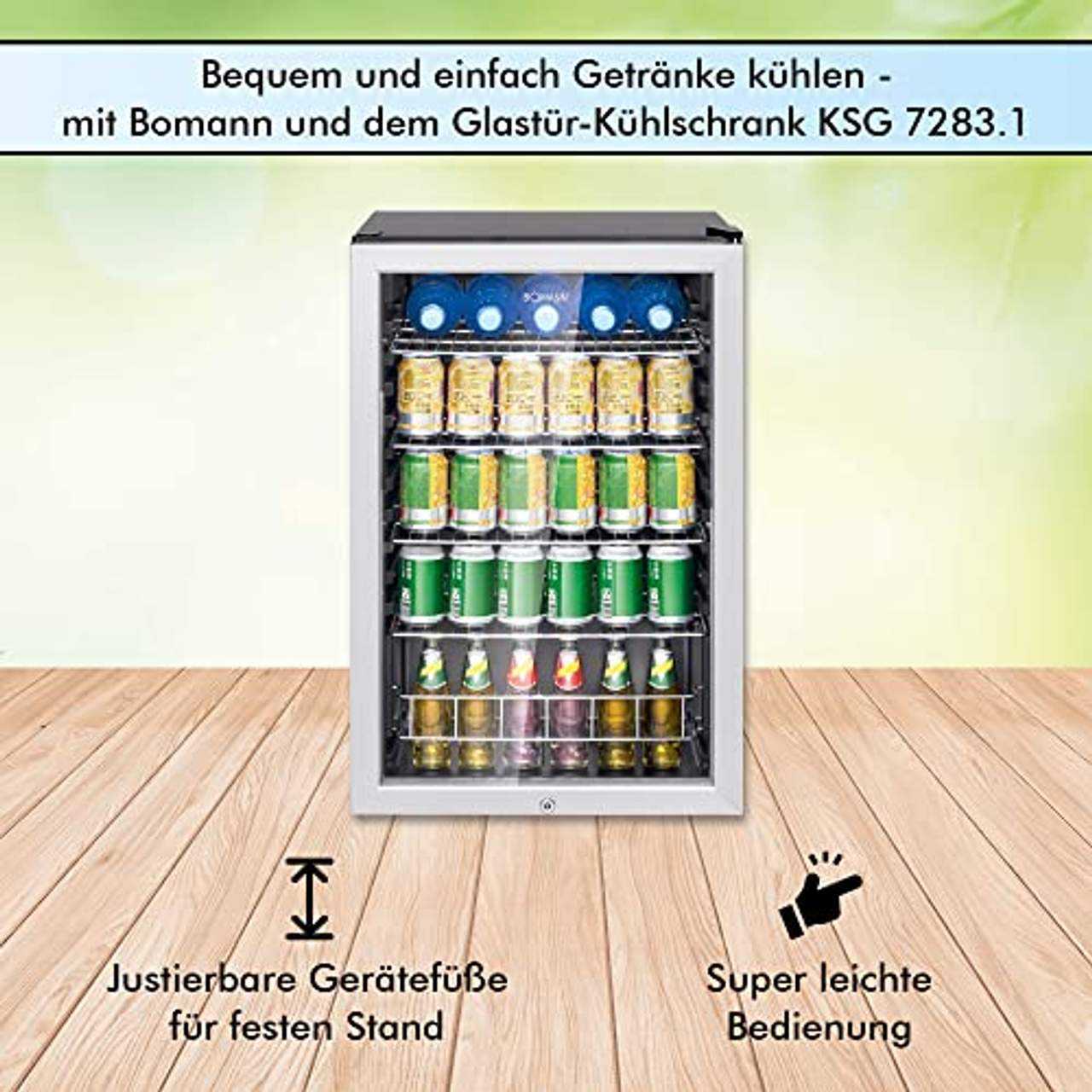 Bomann KSG 7283.1 Glastür-Kühlschrank abschließbar 115 Liter