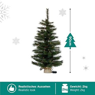 Gartenpirat Weihnachtsbaum Tanne 90 cm beleuchtet 80 LED Deko Christbaum Tannenbaum