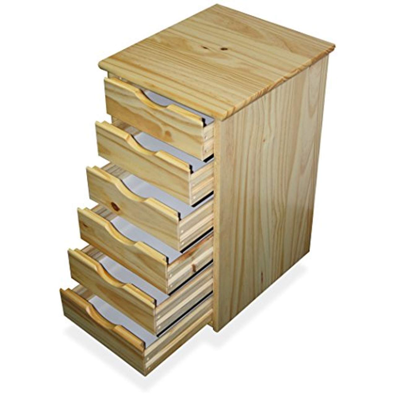 KMH Rollcontainer Schubladencontainer/Bürocontainer mit 6 Schubladen Kiefer massiv