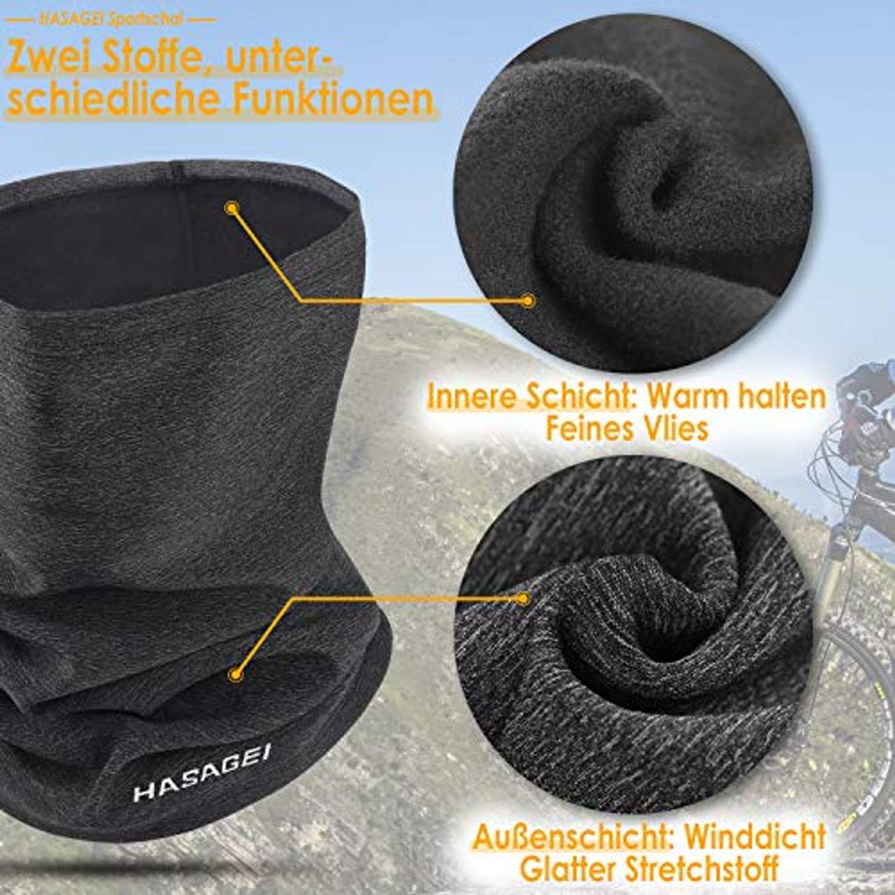 HASAGEI Loopschal Winddicht Multifunktionstuch Winter Fleece