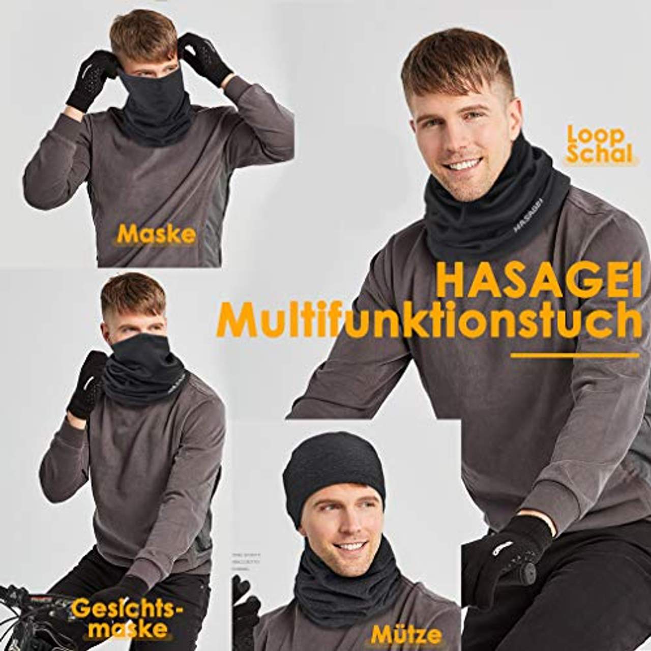 HASAGEI Loopschal Winddicht Multifunktionstuch Winter Fleece