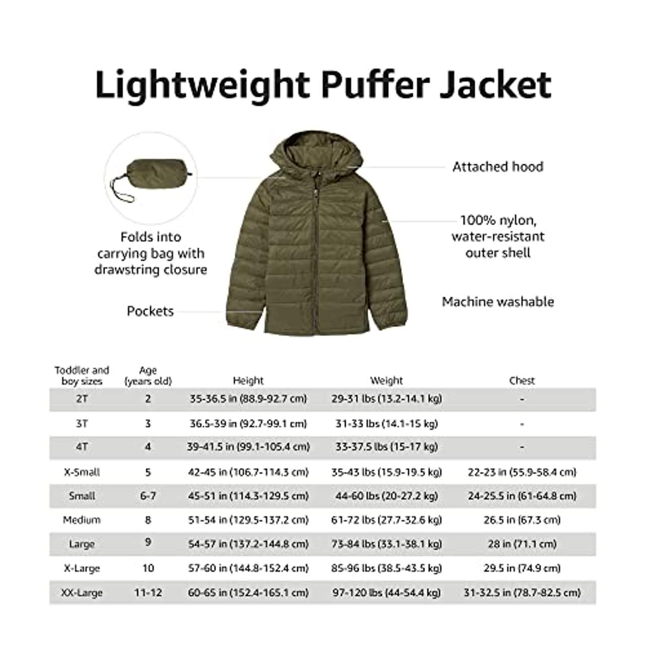 Amazon Essentials Hooded Puffer outerwear-jackets