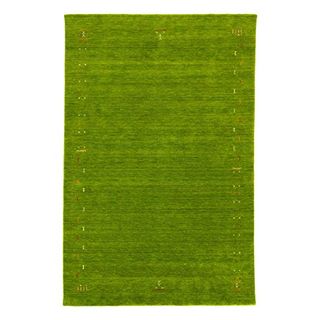 Morgenland Gabbeh Teppich Fenth Grün Einfarbig Muster Schurwolle 240 x 170 cm