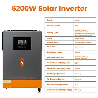 PowMr 6200W Solar Hybrid Wechselrichter 48V DC uf 230V AC