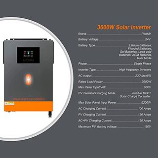 PowMr 3600W Hybrid Solar Wechselrichter 24V D bis 220V/230V AC