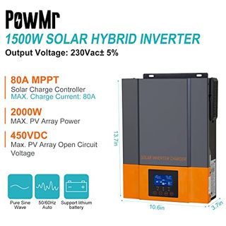 PowMr 1500W Solar Hybrid Wechselrichter 12V DC auf 220V/230V AC