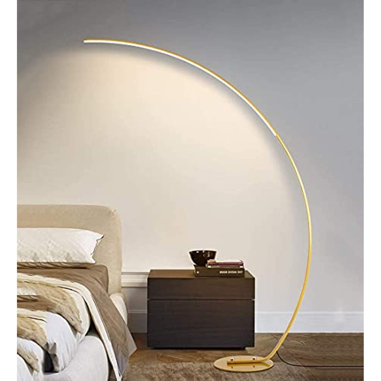 LED Bogenlampe Dimmbar Wohnzimmer Stehlampe Gold