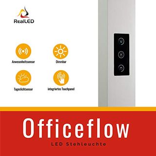 RealLED LED Officeflow Stehleuchte 80W tageslichtabhängige Dimmung