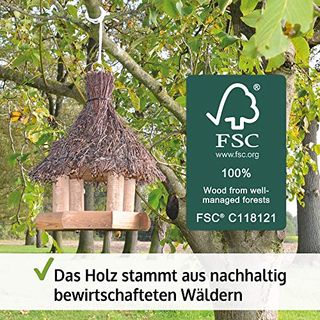 zooprinz Natur vogelhaus zum aufhängen mit Schutzdach für Wildvögel