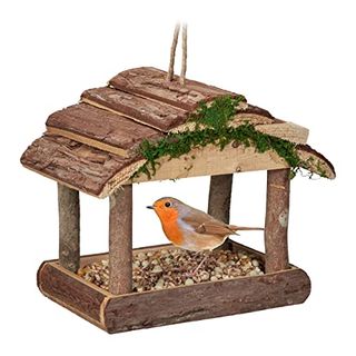 Relaxdays Vogelfutterhaus Holz zum Aufhängen