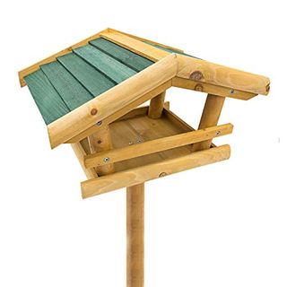 Relaxdays Vogelhaus mit Ständer HBT 100 x 37 x 43 cm Vogelhäuschen aus Holz als Vogelfutterhaus für Zaunkönig