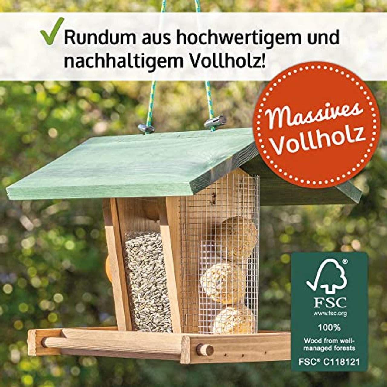 zooprinz Vogelhaus zum aufhängen nachhaltiger Vogelfutterspender