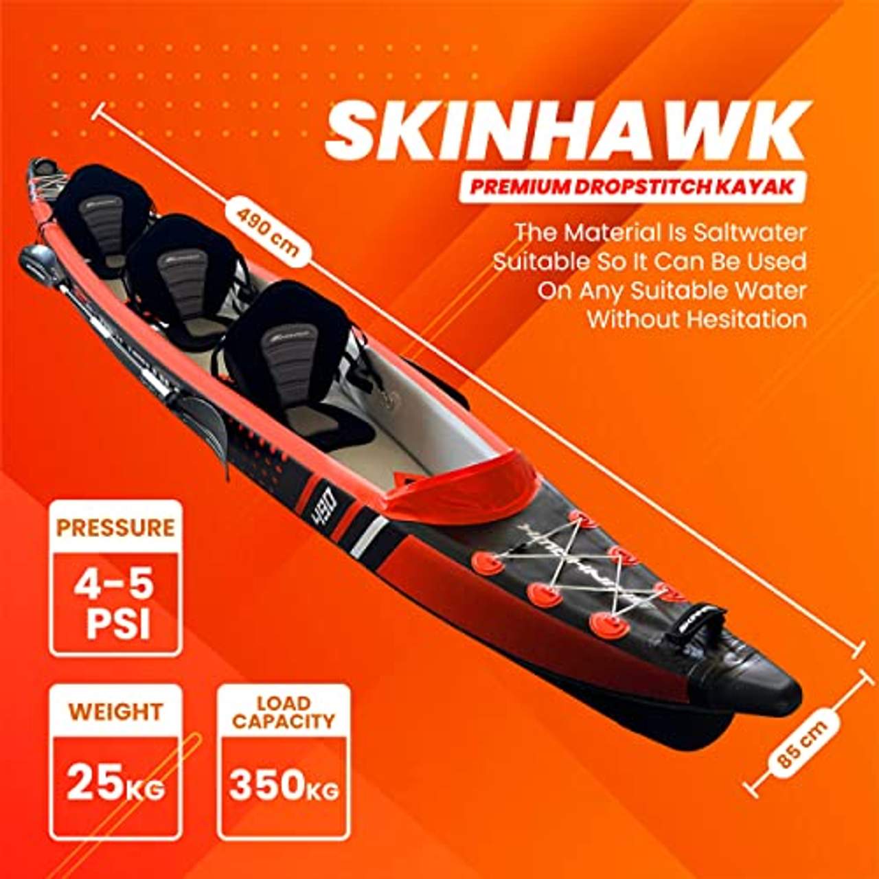 Skinhawk Premium Drop Stitch Kajak 490 Orange