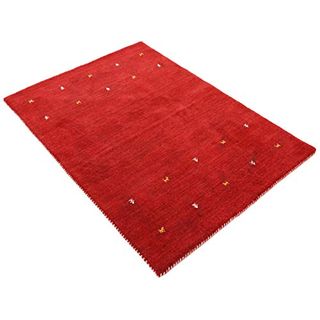 carpetfine Wollteppich Gabbeh Uni Rot 120x170 cm