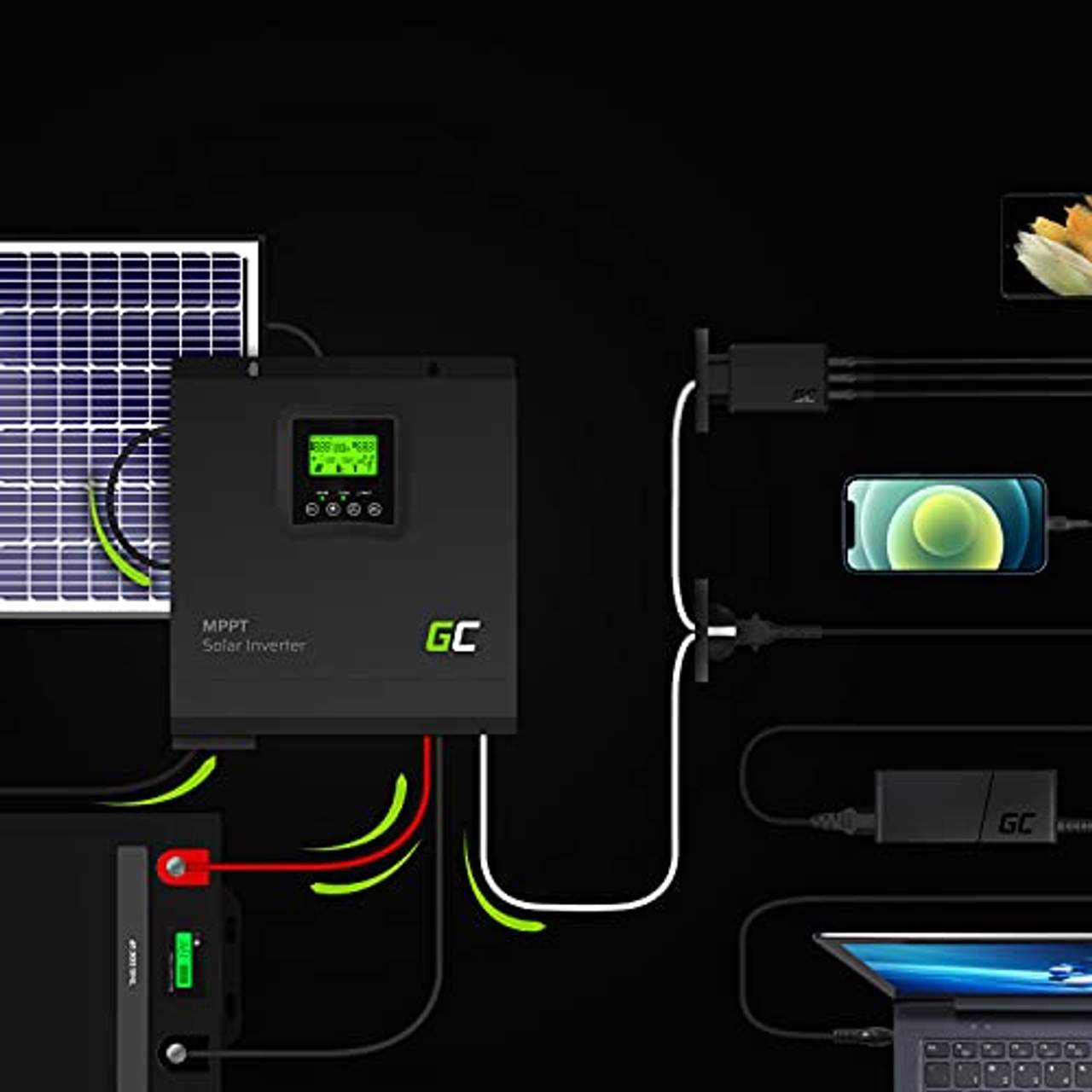 Green Cell 1000W/2000W 1kW 12V 230V Solar Wechselrichter Off Grid