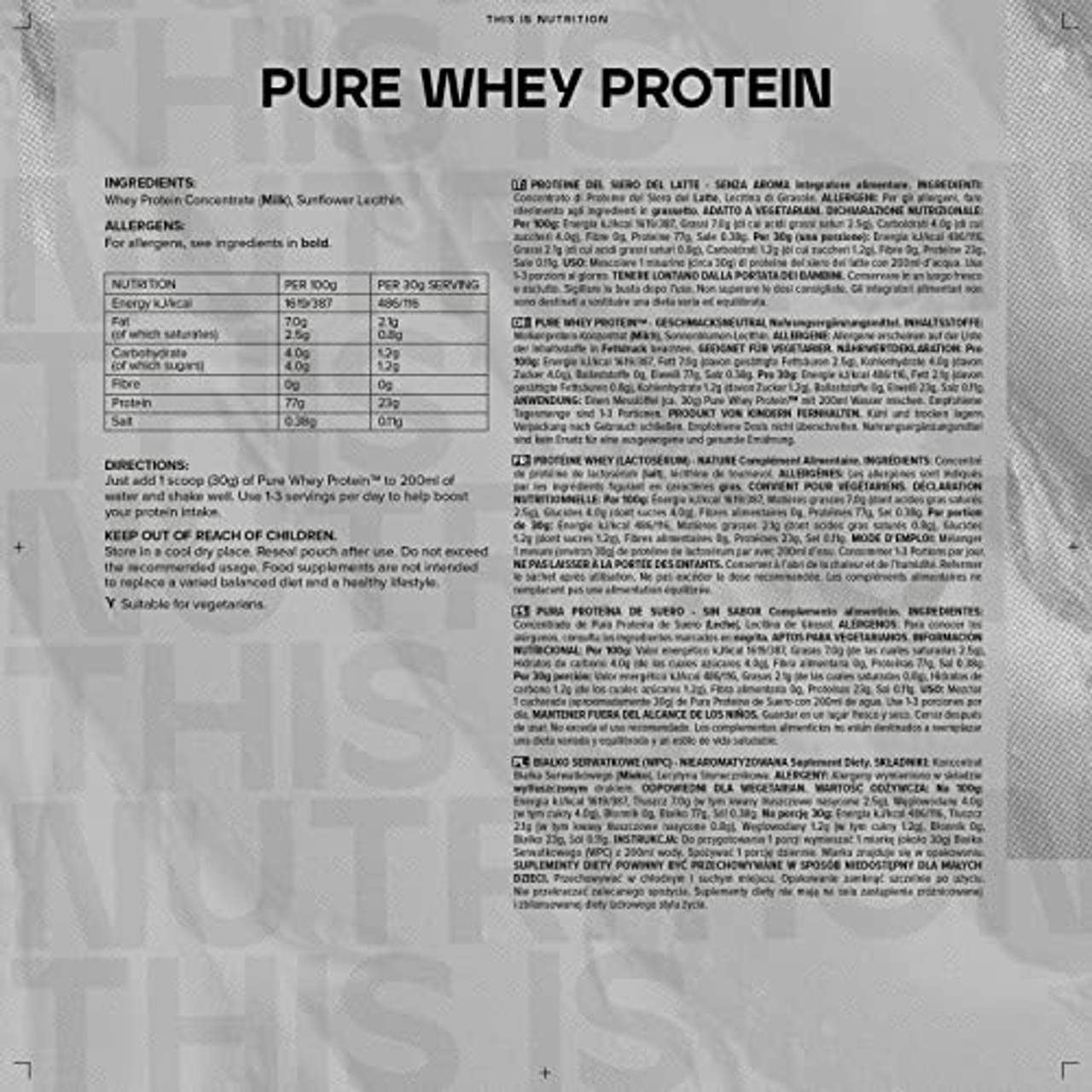Bulk Pure Whey Protein Pulver